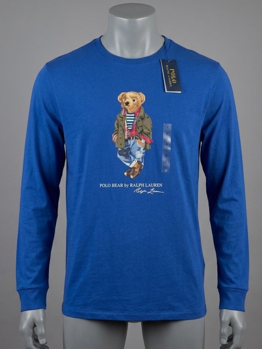 NWT Polo Ralph Lauren Men's XL Long Sleeve T-Shirt Blue Polo Bear Graphic